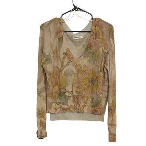 Anthropologie‎ The Dreamer Floral V Neck Knit Sweater Top Size S Cottagecore